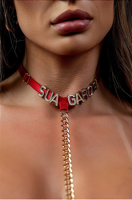 CHOKER SENSUAL SUA GAROTA COM CORRENTE