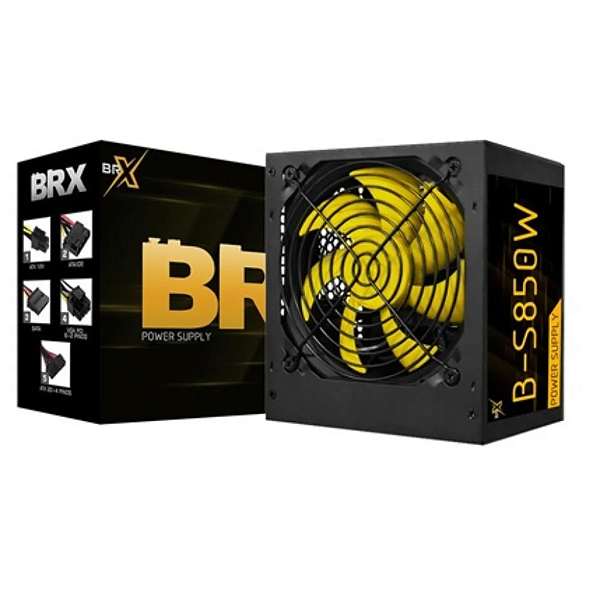 Fonte atx brx 550W automatica cooler amarelo