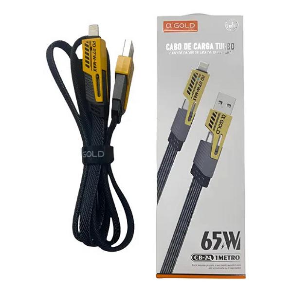 Cabo de carregador 4 em 1 a'gold 65W  CB-74
