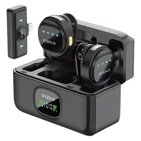 Microfone de lapela lightning com 2mic  a'gold MCF-28