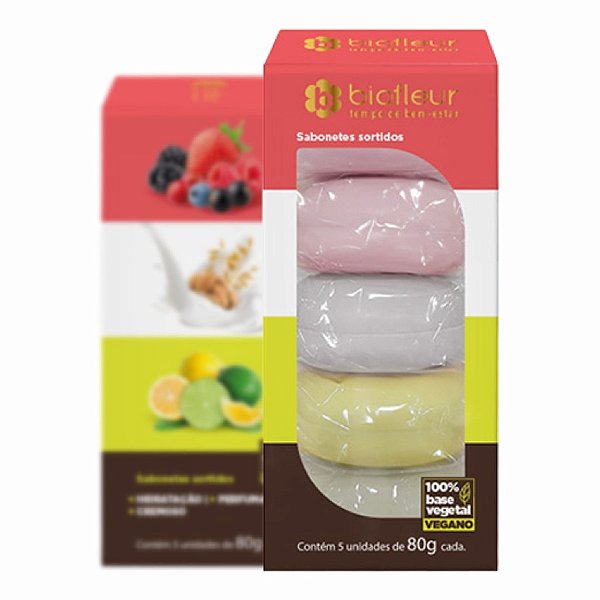 SABONETE VEGETAL VEGANO SORTIDOS C/5 UND 80G- BIOFLEUR