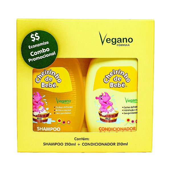 COMBO SHAMPOO+COND CABELO CACHEADO 210ML VEGANO CH. BEBE