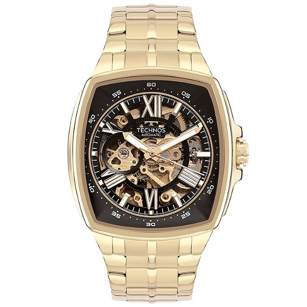 Relógio Technos Masculino Automático Skeleton Dourado G3265AI/1P