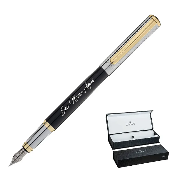 Caneta Personalizada Crown Regent Tinteiro Nome e Logo