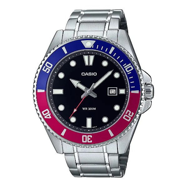 Relógio Casio Duro 44mm MDV-107D-1A3V 200m Pepsi