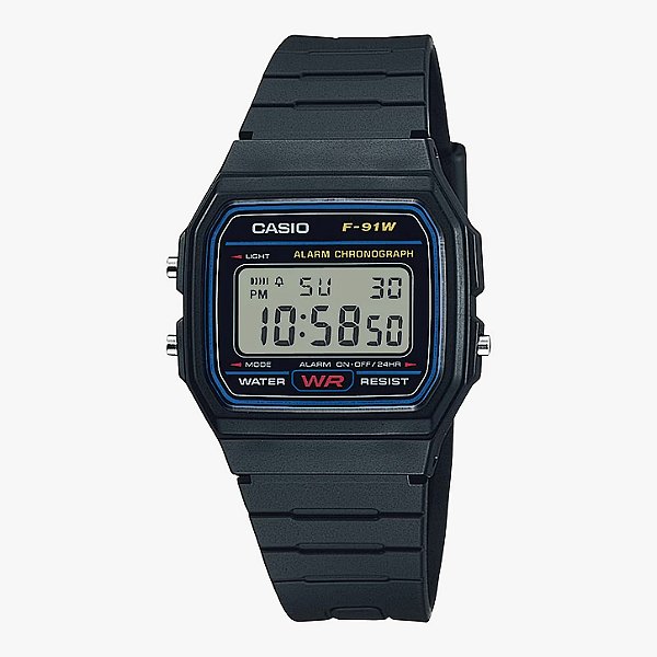 Relógio CASIO Vintage F-91W-1DG Preto