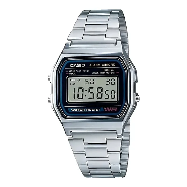 Relógio Casio Digital A158wa-1df Prata Unissex
