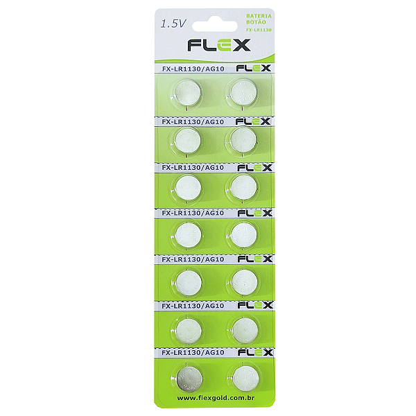 Bateria LR1130 / AG10 flex em cartela c/14 uni