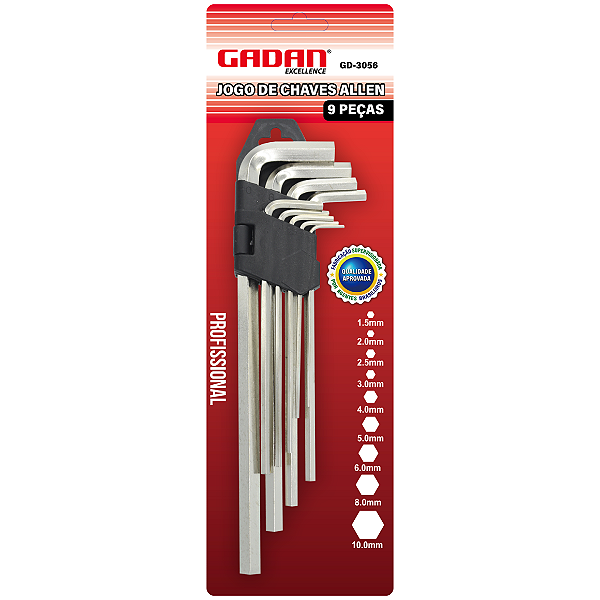 Chave Allen c/9 peças (pequena) - Gadan