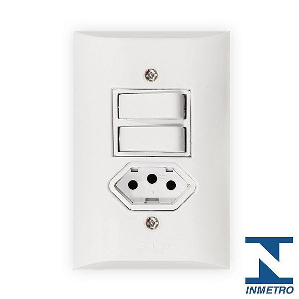 Conjunto c/2 interruptor + 1 tomada - 10a - FLP