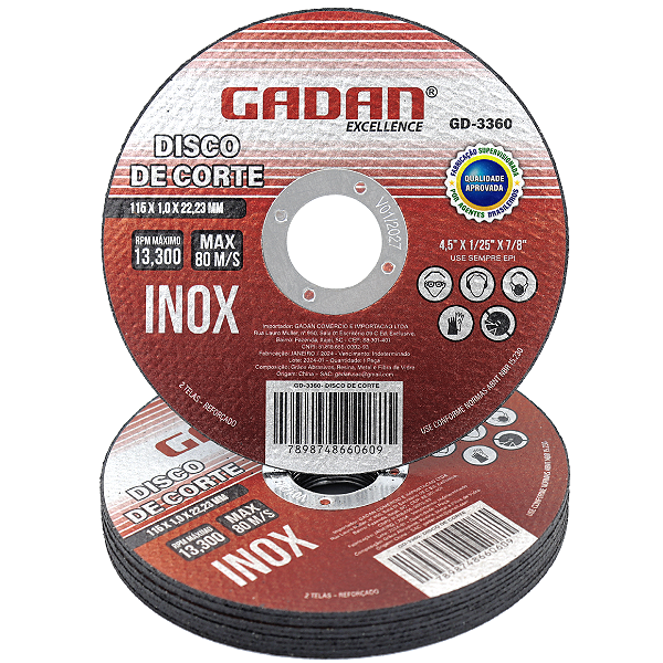 Disco de corte metal "4.1/2" c/10un - Gadan