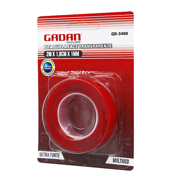 Fita dupla face transparente 2m - Gadan