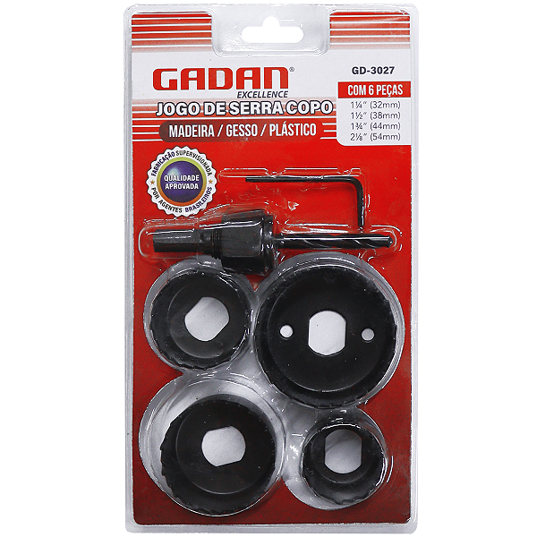 Jogo de serra copos com 6 peças - Gadan