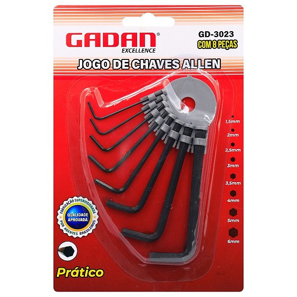 Kit chave Torx & Allen c/8 peças - Gadan