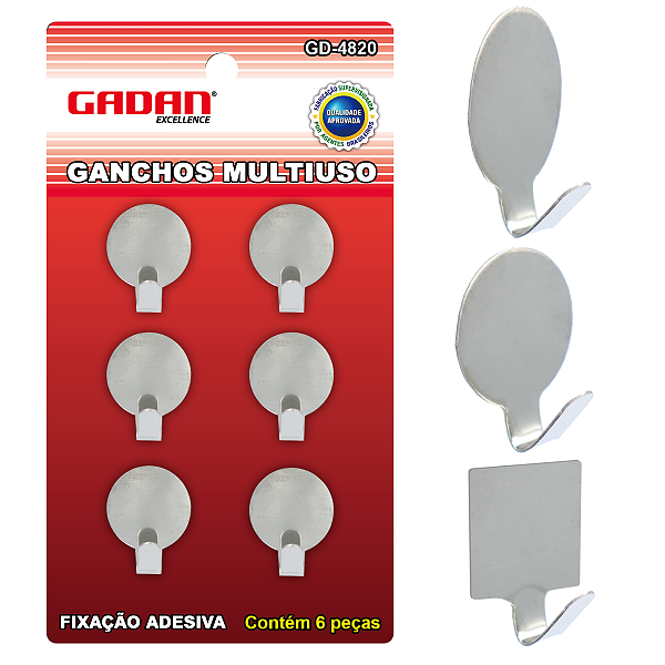 Kit com 6 ganchos multiuso - Gadan