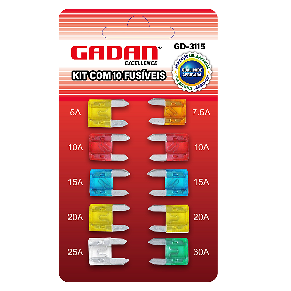 Kit com 10 fusiveis (mine) automotivo - Gadan
