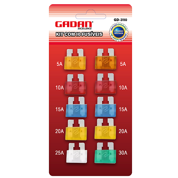Kit com 10 fusiveis automotivo - Gadan