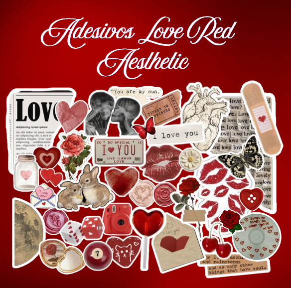 Adesivos Aesthetic - cartela Love Red