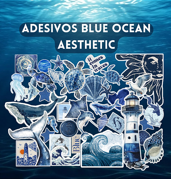 Adesivos Aesthetic - cartela Blue Ocean
