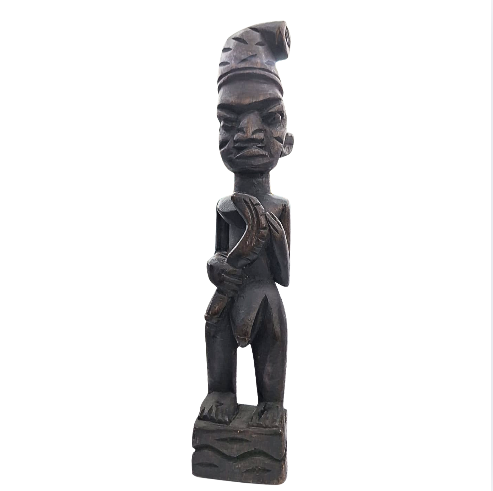 Escultura Africana Ogum Guerreiro em Madeira Entalhada – 35cm