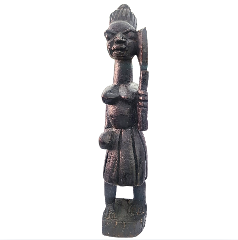 Escultura Africana Osun/Oxum em Madeira Entalhada – 32cm