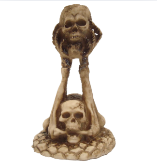 Castiçal Caveira em Resina 17cm