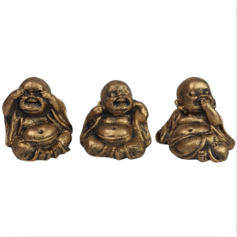 Trio Buda Chinês Sábios Mini em Resina