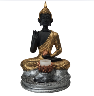 Buda Hindu com Incensário Base Redonda em Resina