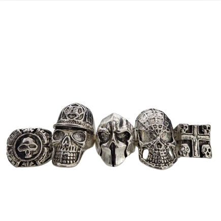 Anel de Caveira em Metal Prateado – Modelos Variados