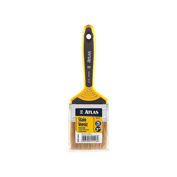 Trincha Para Verniz Cerdas Duplas Atlas 419 3 Polegadas