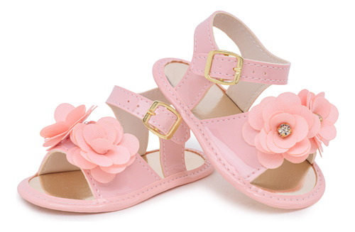 Sandália Bebê Menina Flores Strass Delicada Branco Rosa