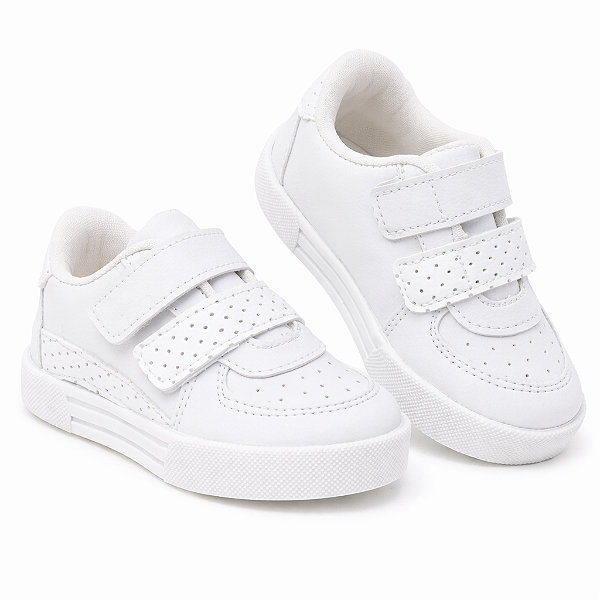 Tenis Infantil Menino Calce Fácil Escola Branco Preto Marrom