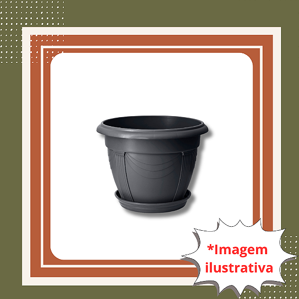 Vaso Romano 02 Preto 7 Litros com Prato | Elegância Clássica para Plantas e Decoração