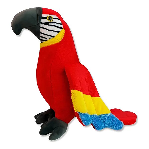 ARARA VERMELHA DE PELUCIA 30 CM - BRUMAR