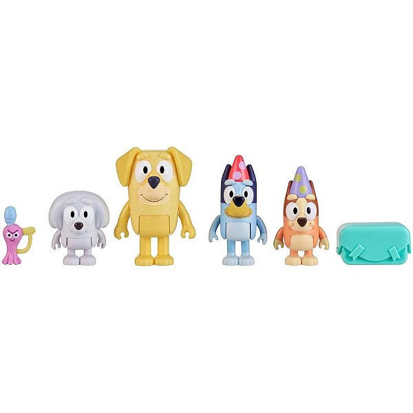 BLUEY E FAMILIA - KIT DE 4 BONECOS COLECIONÁVEIS 6CM PASSE O PACOTE - MOOSE