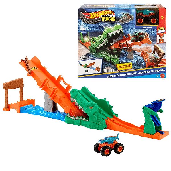 PISTA HOT WHEELS MONSTER TRUCKS ATAQUE DO CROCODILO - MATTEL