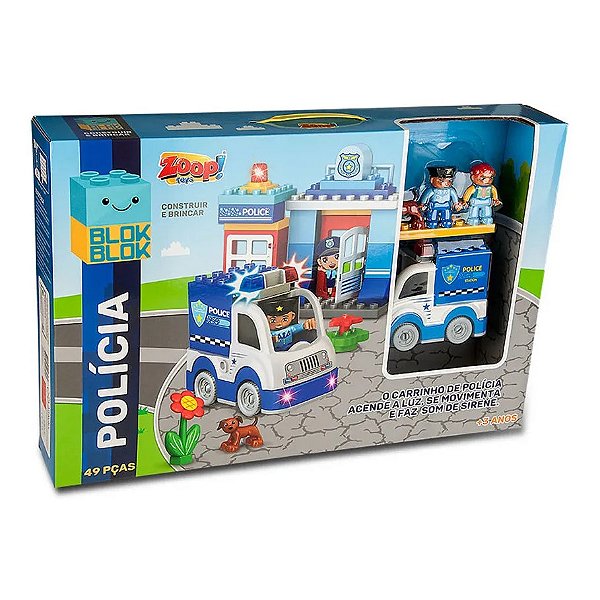 BLOK BLOK BLOCOS DE CONSTRUÇÃO POLICIAL 49 PEÇAS - ZOOP TOYS