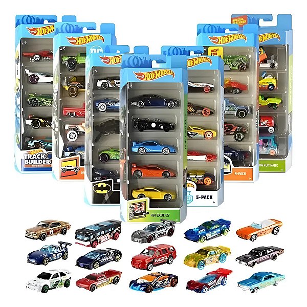 HOT WHEELS PACOTE COM 05 CARROS 1:64 SORTIMENTO - MATTEL
