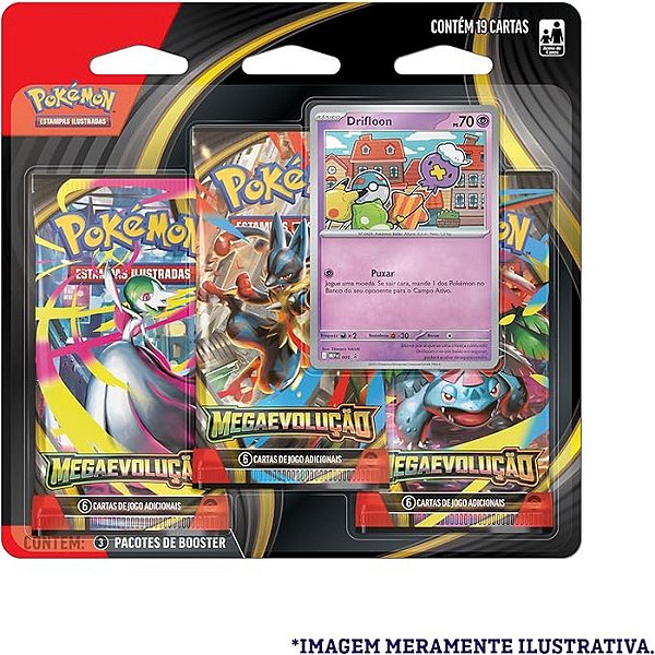 POKEMON ME01 - BLISTER TRIPLO  MEGA EVOLUCAO DRIFLOON E DRIFBLIM - COPAG