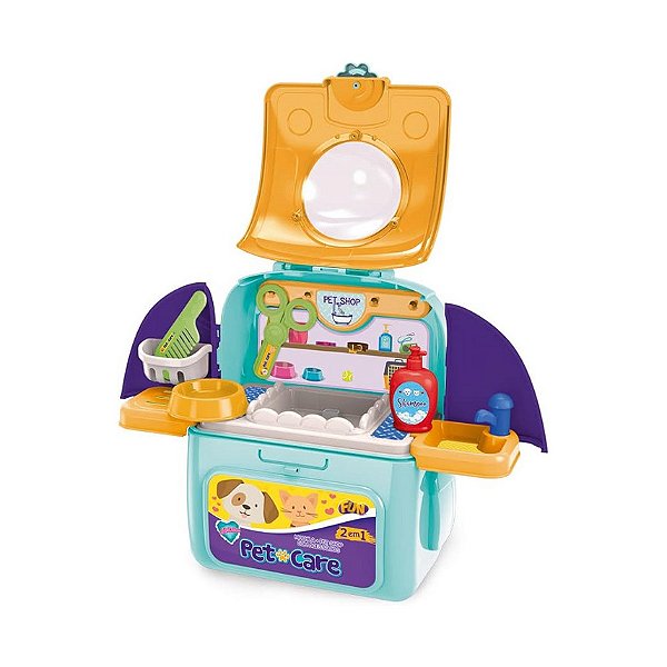 ADOTADOS MOCHILA PET CARE MOCHILA 2 EM 1 COM ACESSORIOS E PELUCIA - FUN