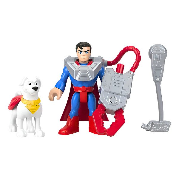 IMAGINEXT DC SUPER MAN E KRYPTO FIGURA BÁSICA 7,6 CM COM ACESSÓRIOS - MATTEL