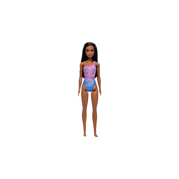 BARBIE PRAIA COM MAIÔ ROXO TROPICAL - MATTEL