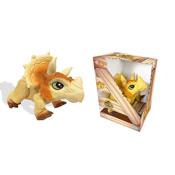 JURASSIC WORLD - BABY DINO TRICERATOPS MARROM - PUPEE