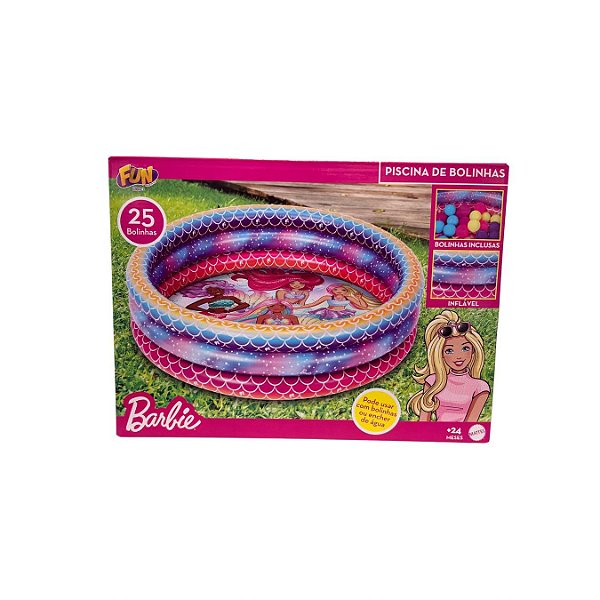 BARBIE - PISCINA DE BOLINHAS INFLAVEL COM 25 BOLINHAS - FUN