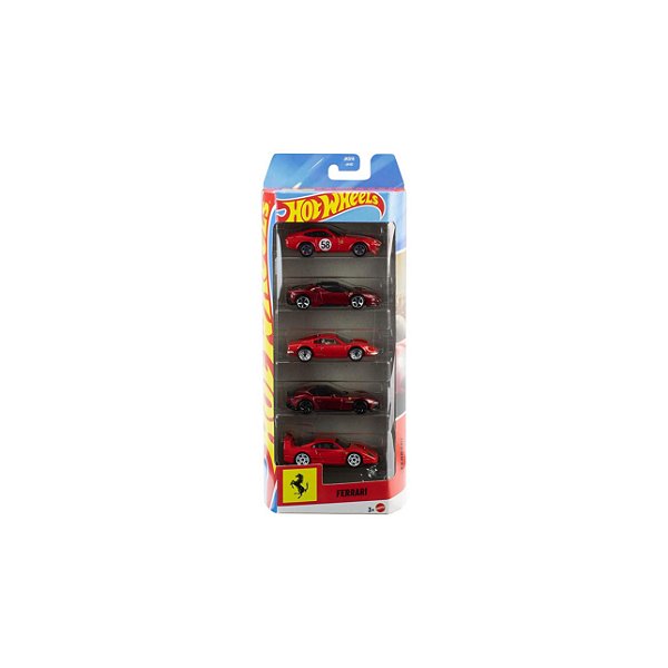 HOT WHEELS PACOTE COM 05 CARROS FERRARI 1:64 - MATTEL