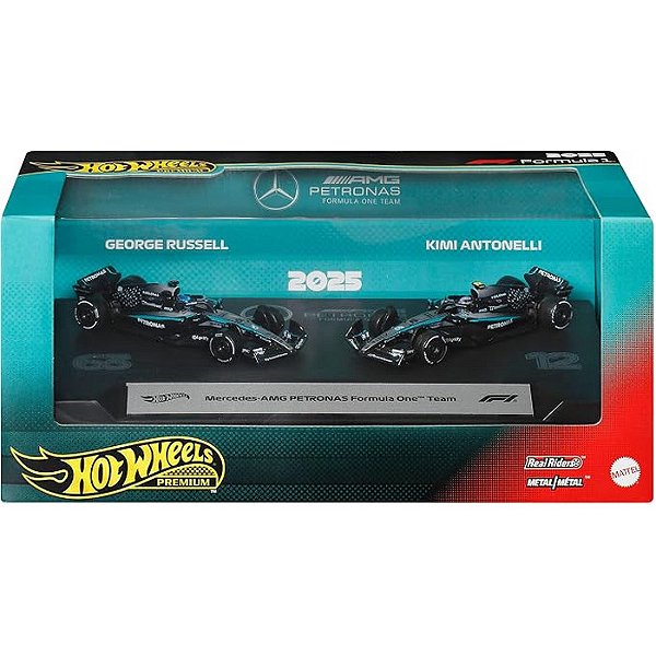 HOT WHEELS PACOTE COM 02 CARROS F1 MERCEDES AMG PETRONAS - MATTEL