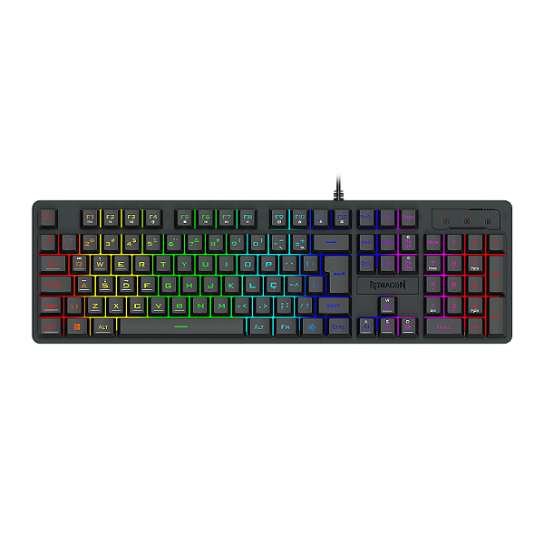 Teclado Membrana Gamer Redragon Netherbane Iluminação Rainbow Preto ABNT2 (Recondicionado)
