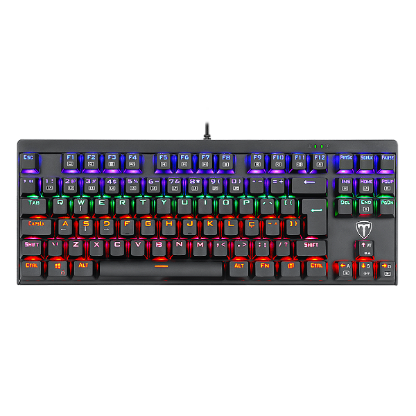 Teclado Mecânico Gamer T-Dagger Corvette Preto Iluminação Rainbow(Recondicionado)