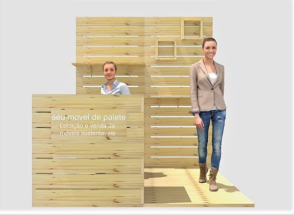Stand EcoWood de pinus sustentável para eventos e feiras de negócios - pavilhão 200x200 cm