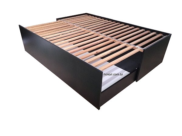 Cama de solteiro ou casasl - 3 em 1 - Cor: Preto Fosco